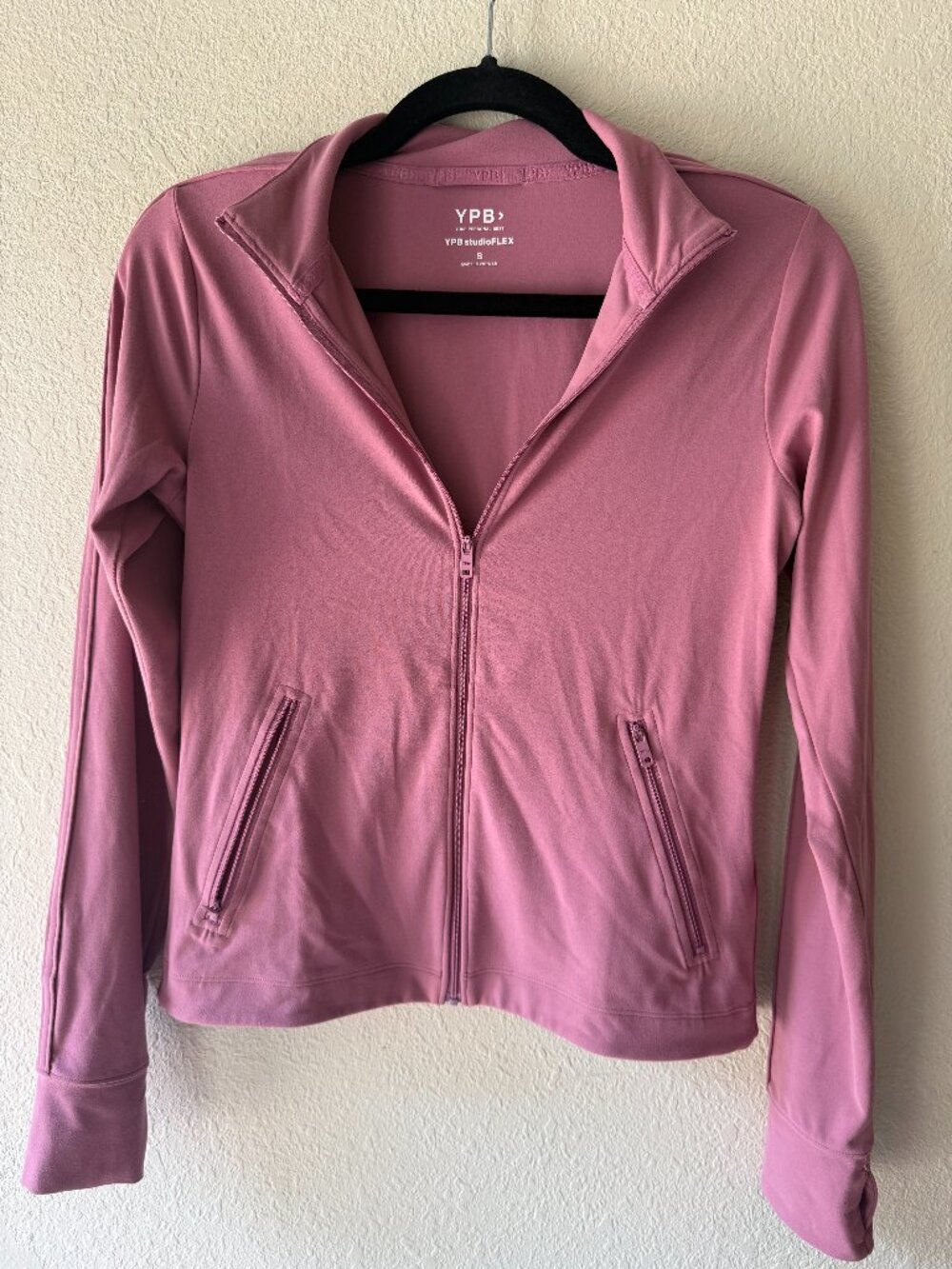 A&F YPB studioFLEX full zip pink jacket, size S, NWOT